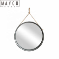 Mayco Vintage Industrial Hanging Rope Galvanized Circular Round Wall Mirror